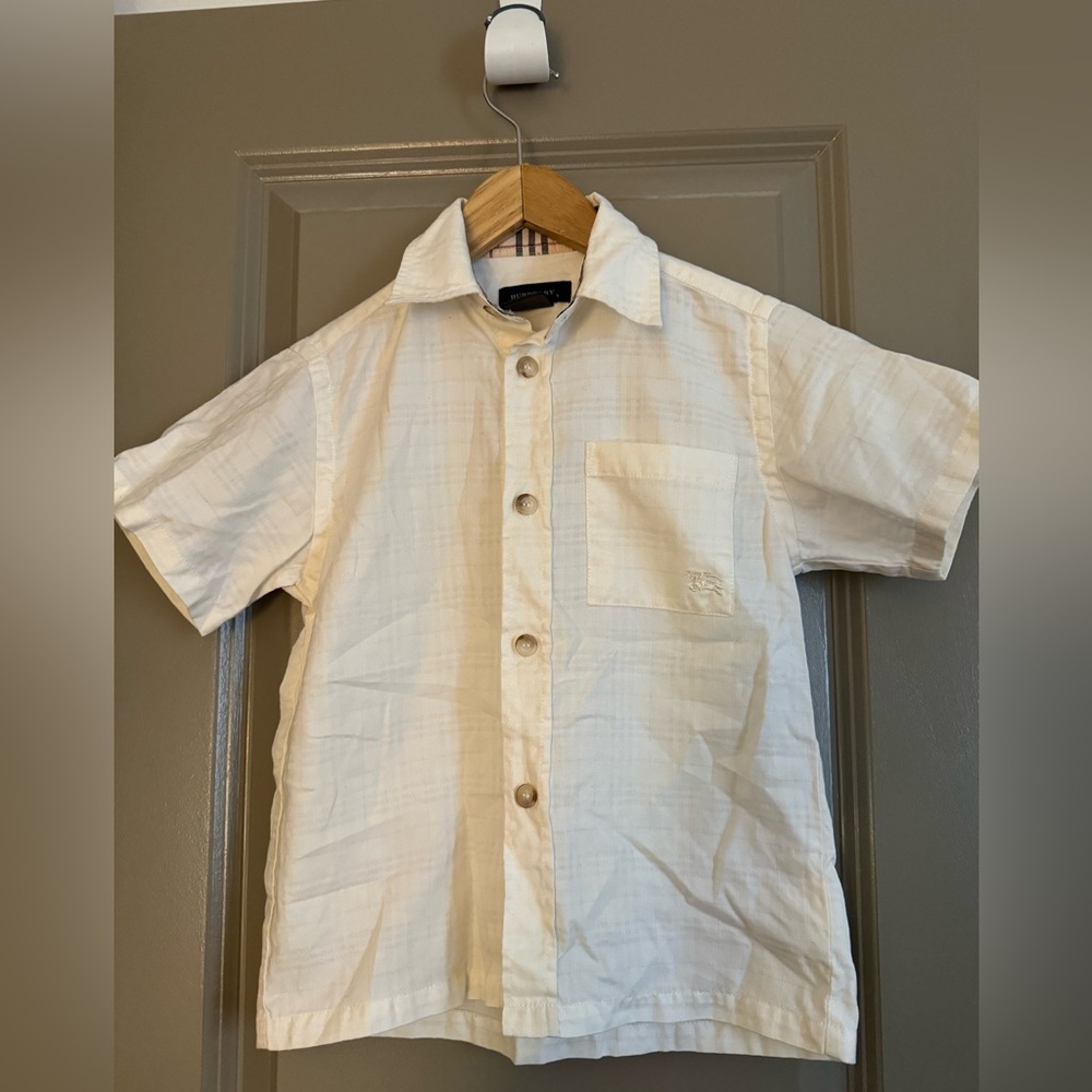 Burberry Cream Short Sleeve Kid’s Shirt